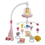 Baby Cot Mobile with Musicial, Lights, and Remote Control (Pink)