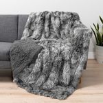 PAVILIA Gray Fluffy Throw Blanket for Couch, Twin Bed, Fuzzy Blanket for Women Men, Furry Plush Warm Blanket Bed Sofa, Super Soft Thick Faux Fur Sherpa Blanket Throw, Tie-Dye, 60x80