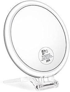 JMH Magnifying Handheld Mirror Double Sided, 1X 20X Magnification Hand Mirror, Travel Folding Held Adjustable Rotation Pedestal, Portable Small Makeup Mirror, 6 Inch