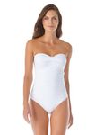 Anne Cole Women's Twist Front Shirred One Piece Swimsuit, White, 10