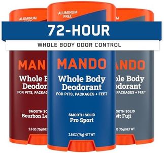 Mando Whole Body Deodorant For Men - Smooth Solid Stick - 72 Hour Odor Control - Aluminum Free, Baking Soda Free, Skin Safe - 2.6 ounce (Pack of 3)