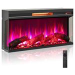 ORALNER 36" Electric Fireplace Insert, 3-Sided View Glass Fireplace Heater w/ 7 Flame Colors, Remote & 8H Timer, Thermostat, Indoor Recessed Fireplace for TV Stand, 1500W, Black (36 INCHES)