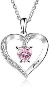 Collana da donna con ciondolo a forma di cuore, in argento, per mamma, nonna, migliore amica, idea regalo personalizzabile con finta pietra portafortuna e placcato rodio, colore: Argento, cod. KPA7212