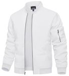 TACVASEN Mens Lightweight Jacket Casual Summer Jackets Sport Baseball Jacket Autumn Work Jackets Bomber Military Jacket White