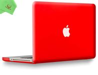 UESWILL Smooth Touch Matte Hard Shell Case Cover Compatible with MacBook Pro 13 inch with CD-ROM (Non Retina) (Model A1278) + Microfibre Cleaning Cloth, Red