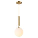 KCO Lighting Modern Globe Pendant Light Fixture White and Gold Pendant Light 1-Light Kitchen Island Single Pendant Lighting Round Glass Hanging Light Nordic Minimalist Ball Pendant Light (Gold)