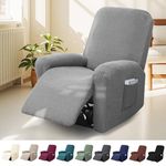 Bocguy Stretch Recliner Chair Cover, 4-Pieces Recliner Armchair Covers for Living Room Reclining Chair Slipcover with Side Pocket, High Spandex Slipcover/Lounge Cover, Slip Resistant