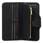 GOIACII Women's Wallet, Ladies Soft Vegan Leather Purse with Coin Zipper, Long Trifold RFID Blocking Wallet for Women with Multiple Card Slots and Roomy Compartment