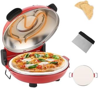 YIBAKE Four à Pizza Électrique, Cuit une Pizza en 4 minutes, Plaque en Pierre Réfractaire de 31cm, Max 420°C Four a Pizza, 1200W, Pelle à Pizza, Grattoir et Recettes inclus, Rouge