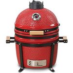 KAMADO BONO Ceramic BBQ Grill, 15" Minimo, Red I Kamado BBQ Charcoal Grill I Egg BBQ for Cooking, Smoking & Baking I Kamado Barbecue Portable Oven and Smoker with Stand