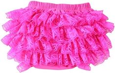 Wennikids Ruffled Lace Baby Diaper Bloomer Covers for 0-24M Small Hot Pink