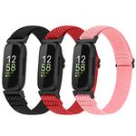 enkic 3 Pack Elastic Strap Compatible with Fitbit Inspire 3/Fitbit Inspire 2/Fitbit Inspire/Inspire HR/Fitbit Ace 3/Ace 2 Strap, Adjustable Stretchy Nylon Sport Replacement Wristband for Men Women