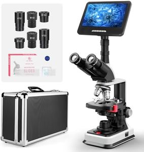 [24MP Smart Monitor] Vabiooth Lab Compound Trinocular Microscopes 40X-2500X Magnification with 7" Monitor Free Software-One Click Capturing Images & Video, Measuring Lengths, Wide-Field Eyepieces
