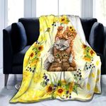 Cat Blanket Cute Animals Throw Blankets Flannel Soft Pet Pattern Merch Gifts Home Decor for Girls Boys Adult 50"x40"