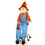 Shappy 60 Inch Large Fall Scarecrow Sitter Country Charm Harvest Outdoor Indoor Halloween Decoration Bird Scare Sitting Scarecrow for Garden Home Yard, Boy Style