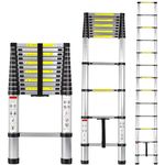 Treemoo Telescopic Ladder 12.5FT, Aluminum Telescoping Ladder with Non-Slip Feet, Portable Retractable Ladder with EN131 Certified, Lightweight Collapsible Ladder for RV or Outdoor Work,330lb Capacity