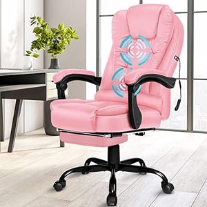 ALFORDSON Office Chair Ergonomic Massage Computer Chair Swivel Leather Executive Home Desk Chair with Footrest Recliner Task Gaming Chair