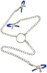 Acekiily 316L Nipple Clamp Adjustable Pressure Pearl Body Chains Necklace Stainless Steel Ring Non Piercing Body Jewelry for Mens Women Faux Body Jewelry (Blue)