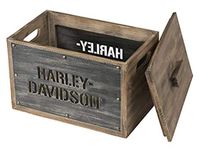 Harley-Davidson Wooden Storage Box w/Lid - Stainless Steel Laser Cut HDL-18587