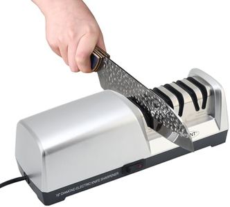 JOVANT 15 Degree Knife Sharpener, 3-in-1 Electric Knife Sharpener for Meat Vegetable Knives, Professional for Coarse,Fine Grinding and Polishing Kitchen Knife (Included Chef's Knife)