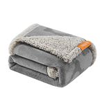 Feandrea Waterproof Dog Blanket, Sherpa Fleece Pet Blanket for Miniature and Small Dogs, Cats, 101 x 73 cm, M, Machine Washable, Reversible Dog Couch Cover Protector, Grey PPB040G01