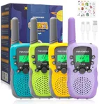 FAYOGOO 4 Pack Walkie Talkies for Kids Long Range 2 Miles, Rechargeable Kids Walkie Talkies with Flashlight, Toys Gifts for 3-12 Year Old Boys Girls,Christmas Birthday Gifts Ideas Present