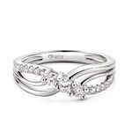 Jeulia Sterling Silver Infinity Ring: Women Personalized Eternity Knot Ring Round Cut Cubic Zirconia Promise Engagement Ring Band Anniversary Jewellery for Her Wife (V-½, Three Stone)