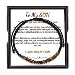 Morse Code Bracelet-To My Son, I Love You Morse Code Bracelet, Men's Adjustable Personalized Inspirational Bracelets, Birthday Gift Anniversary Gift for Son (Tiger Eye Stone, To Son)