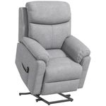 HOMCOM Power Lift Chair Electric Riser Recliner for Elderly with Massage, Linen Fabric Sofa Lounge Armchair with Remote Control and Side Pocket, Grey