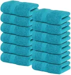 Infinitee Xclusives Premium Wash Cloths for Showering [13x13] – 100% Cotton Washcloths [Pack of 12], Soft and Absorbent Face Towels for Bathroom Wash Clothes, Gym, and Spa |Serene Teal|