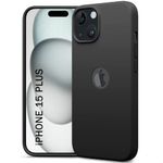 TheGiftKart Genuine Liquid Silicone Back Cover Case for iPhone 15 Plus | Soft Micro-Fibre Lining Inside | Camera Protection Bump | Shockproof Back Cover Case for iPhone 15 Plus (Silicone, Black)