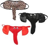 QINGD's Men Lingerie G-String T-Back Thongs Underwear Elephant Pants Briefs Bottom (Leopard,One Size)