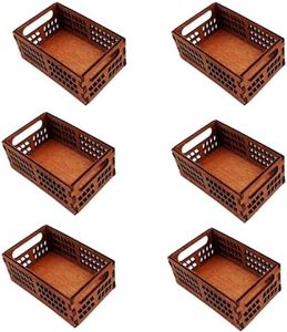 Mllxon Miniature Dollhouse Mini Baskets Storage Baskets Fruit Basket Tiny Basket Food Bread Basket,Dollhouse Fairy Garden Accessories,6Pcs