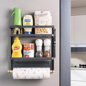 Magnetic Paper Towel Holder for Fridge, Kitchen Countertop Organizers Magnetic Shelf and Wall Mount Storage