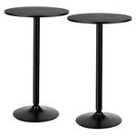 COSTWAY Round Bar Table, Counter Bistro Pub Tables with Fixed Tabletop and Stable Base, Circular Cocktail Dining Table for Home, Office and Kitchen, Holds up to 150kg (101cm H, 2PCS)