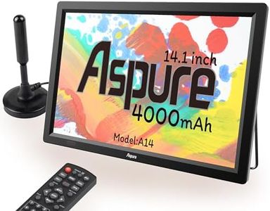 LEADSTAR 14 Inch Portable Digital ATSC TFT HD Screen Freeview LED TV for Car,Caravan,Camping,Outdoor or Kitchen.Built-in Battery Television/Monitor with Multimedia Player Support USB Card