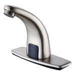 Bathfinesse Touchless Bathroom Faucet, Commercial Auto Motion Sensor Sink Faucet, Battery or Plug-in Powered, Hot & Cold Mixer Control, Brushed Nickel