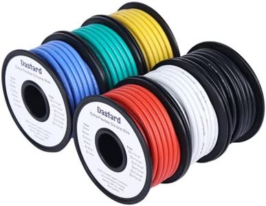 Dastard 12 Gauge Flexible Silicone Wire, 12 AWG Stranded Tinned Copper Wire 60ft【Red+Black+Blue+Yellow+White+Green Each 10ft】 12AWG Automotive Electrical Wire 392℉ 600V