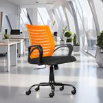ROSE® Mesh Mid-Back Ergonomic Office Chair | Study Chair | Revolving Chair | Computer Chair | Work from Home (Elite) (Orange & Black)