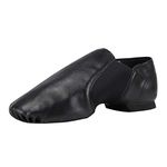 Linodes Unisex 006 PU Leather Upper Slip-on Jazz Shoe for Women and Men's Dance Shoes, Black, 10 Women/9.5 Men