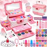 Kids Makeup Kit Toys for Girls - 63 PCS Kids Toys Washable Real Girls Make Up Set Princess Little Girl Makeup,Children Pretend Play Makeup Set Toddler Girls Toys for Age 4-12 Christmas Birthday Gifts