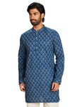 Amazon Brand - Symbol Cotton Men's Mid Length Kurta 37"_Sy-A23-Mna-Mkt-201_Blue_2XL