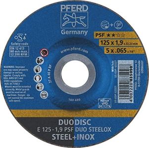 PFERD DuoDisc 125mm 5" Cutting and Grinding Discs, Steel Stainless Metal Wheels Blades Angle Grinder (Box of 10)