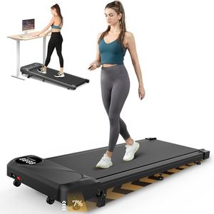 THERUN Manuelle Neigung Schreibtisch Walking Pad mit Steigung, 2 in 1 Kleines Laufband mit Leise 2,5 PS-Motor,Fernbedienung und LED-Panel für Zuhause und Büro (Manuelle Neigung)