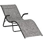 Outsunny Outdoor Folding Sun Lounger, Chaise Lounge Chair, Reclining Garden for Beach, Poolside and Patio, Grey