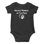 Witty Fashions Newest Member of The Pack - Funny Anouncement Gift - Baby Shower - Infant Baby Bodysuit (Black, 6 Months)