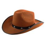 Brown Cowboy Hats - Pack of 1 - Felt Star Studded Cowboy Hat Cowgirl Hats Wild West Fancy Dress Accessory