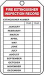 Accuform Signs TRM101CTP PF-Cardstock Mini Tag, Legend"FIRE Extinguisher Inspection Record", 4-1/4" Length x 2-1/8" Width x 0.010" Thickness, Red/Black on White (Pack of 25)