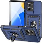 SkyTree Moto G Stylus 5G (2023), Robotic Sliding Camera Window Shock Proof Thunder Case, Dual Layer Hybrid Armor Back Cover Case with Kickstand for Moto G Stylus 5G (2023) - Blue