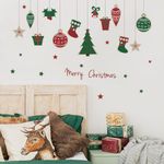 Christmas Wall Decals for Bedroom Hanging Xmas Tree Snowflake Gift Wall Stickers for Living Room Window Decor Removable Art Mural for Kids Baby Gift Nursery Door Decor Supplies (Style)